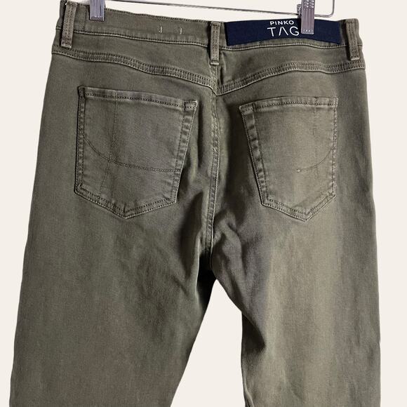 Pinko Green High Rise Gem Embellished Straight Leg Jeans Size 29 - Picture 8 of 11